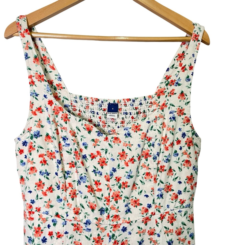 Old Navy Linen Blend Fit & Flare Sleeveless Midi Dress Americana, Size S - Picture 4 of 12